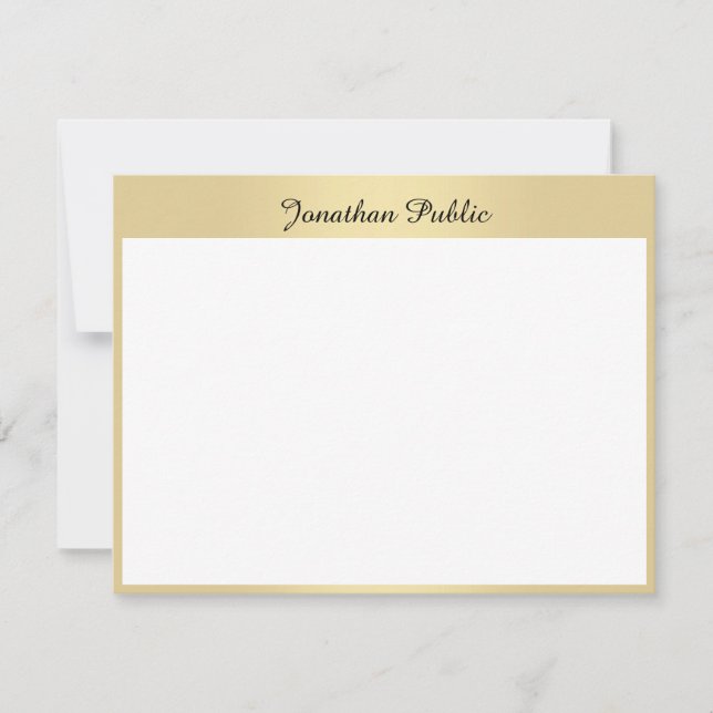Personlig Hand Guld Script-textmall - platt Anteckningskort (Framsida)