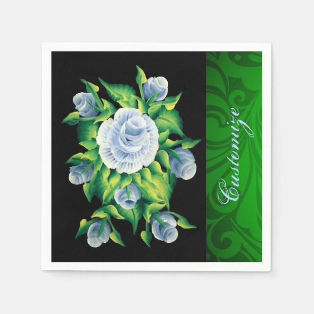 Personlig Hand målade Blue Ro Napkins Pappersservett (Framsidan)