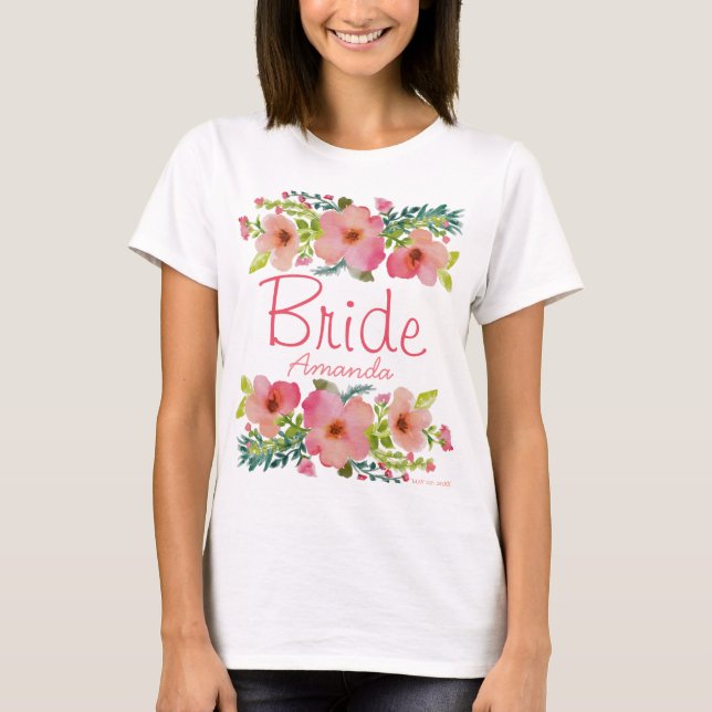 Personlig hand plockade blommigt t shirt (Framsida)