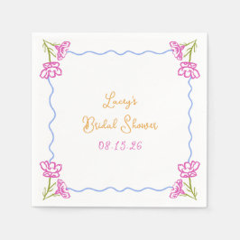 Personlig Hand plockade Chic Blommigt Möhippa Pappersservett