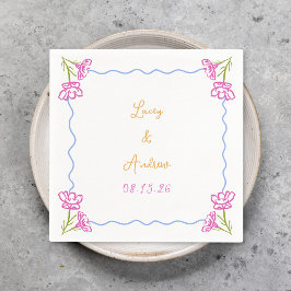 Personlig Hand plockade, Italiens Blommigt Bröllop Pappersservett