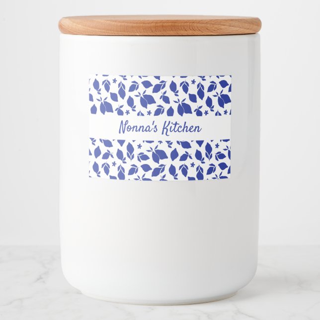 Personlig Hand plockade Italienska blå citroner Mat Etiketter (Framsida)