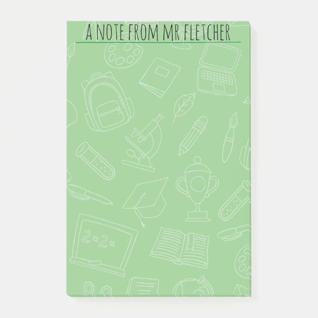 Personlig Hand plockade skolförråd Mönster Po Post-it Block (Framsida)