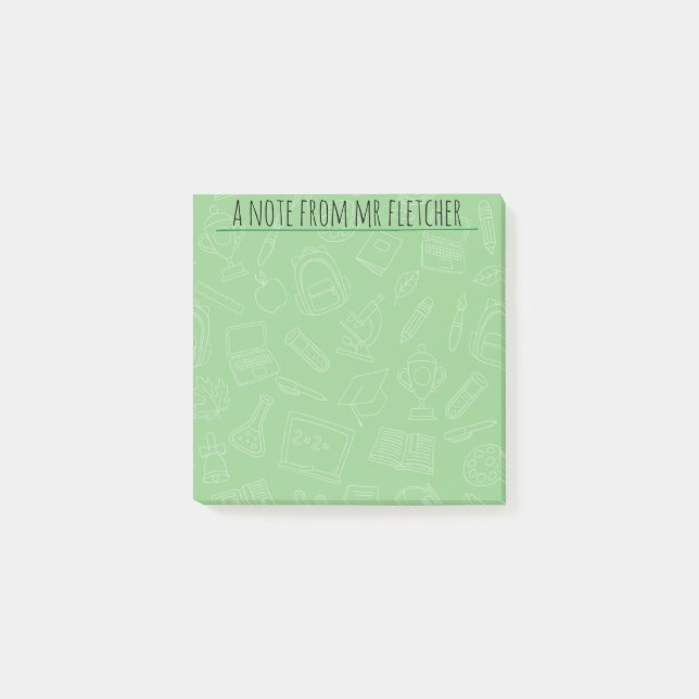 Personlig Hand plockade skolförråd Mönster Po Post-it Block (Framsida)