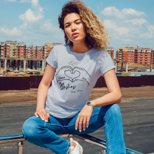 Personlig Händer Forming Heart Vänskap Skiss T Shirt