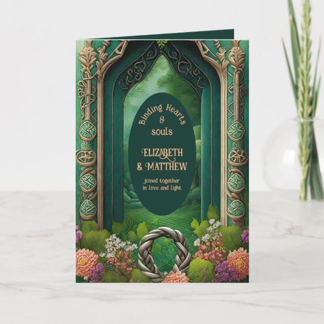 PERSONLIG HANDFASTSTING IRISH CELTIC KNOTS KORT (Framsida)