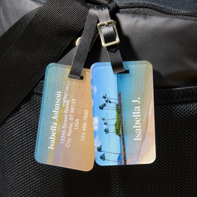 Personlig Handflatan Träd Sandy Beach Luggage Tag Bagagebricka (Skapare uppladdad)