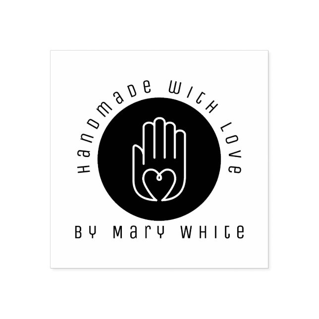 Personlig handgjord med Kärlek Hjärtand Round Stämpel (Tryck)