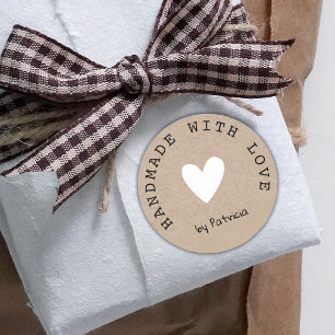 Personlig handgjord med Kärlek White Heart Kraft Runt Klistermärke
