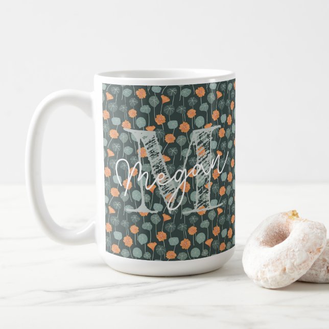 Personlig handritad blomkruk kaffemugg (Med munk)