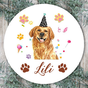 Personlig handritad golden retriever hund runt klistermärke