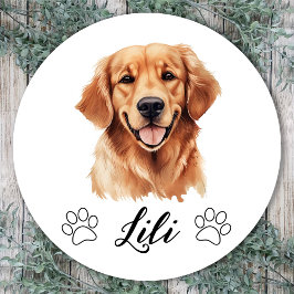Personlig handritad golden retriever hund runt klistermärke