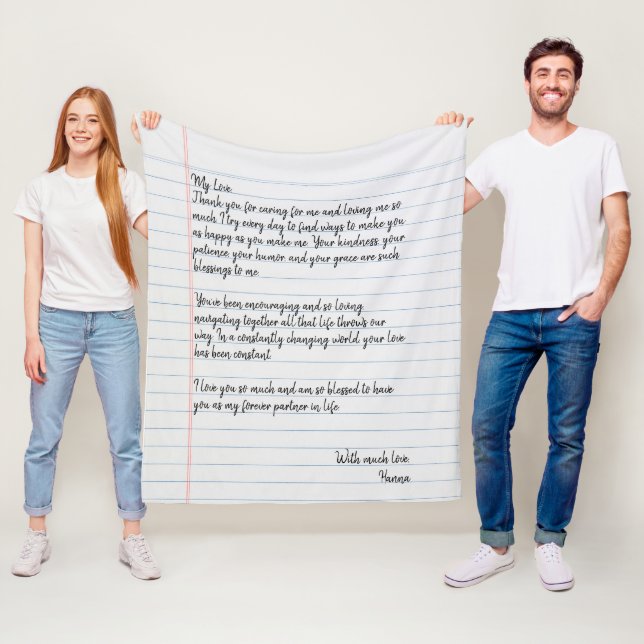 Personlig Handskriftlig Kärlek Brev för Make Fleecefilt (På plats)