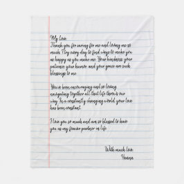 Personlig Handskriftlig Kärlek Brev för Make Fleecefilt