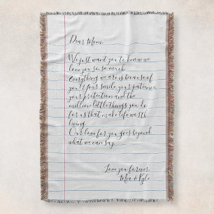 Personlig Handskriven Brev Kärlek-meddelande Mamma Filt