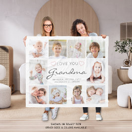 Personlig Handskriven Kärlek You Grandma 10 Photo Fleecefilt