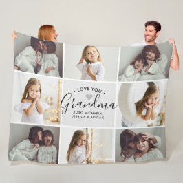 Personlig Handskriven Kärlek You Grandma 8-Photo Fleecefilt