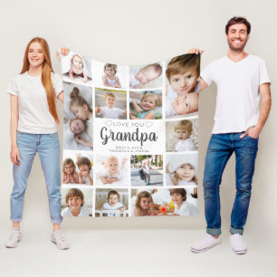 Personlig Handskriven Kärlek You Grandpa 15 Photo Fleecefilt