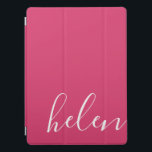 Personlig Handskrivet modernt skript i Rosa iPad Pro Skydd<br><div class="desc">Ett fantastiskt sätt att skydda din iPad,  den här rosan och det vita omslaget i ett vackert skript kan vara personlig med namnen av den fras du väljer. I rosa och vitt.</div>
