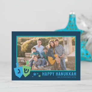 Personlig Hanukkah-kort för Dreidel-fest Julkort