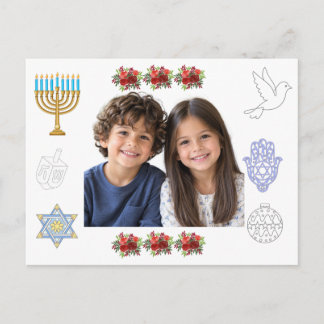 Personlig Hanukkah-kort med barnens foton,  Vykort