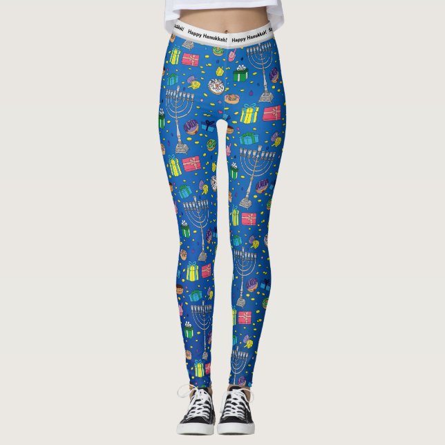 Personlig Hanukkah Mönster Leggings (Framsida)