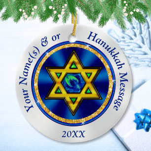 Personlig Hanukkah Ornaments for a Träd. Julgransprydnad Keramik
