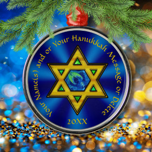 Personlig Hanukkah Ornaments för ett Träd, Julgransprydnad Metall