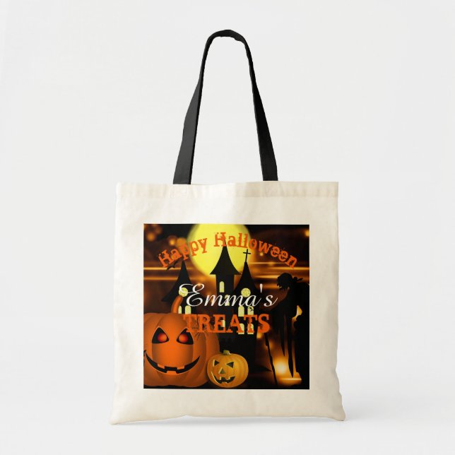 Personlig Happy halloween Bag Tygkasse (Framsidan)