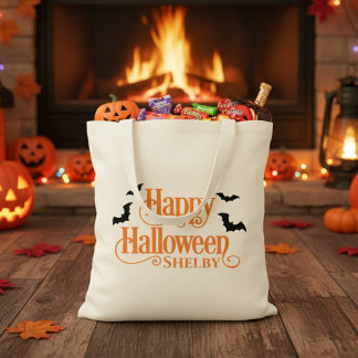 Personlig Happy halloween Bus eller godis Tygkasse