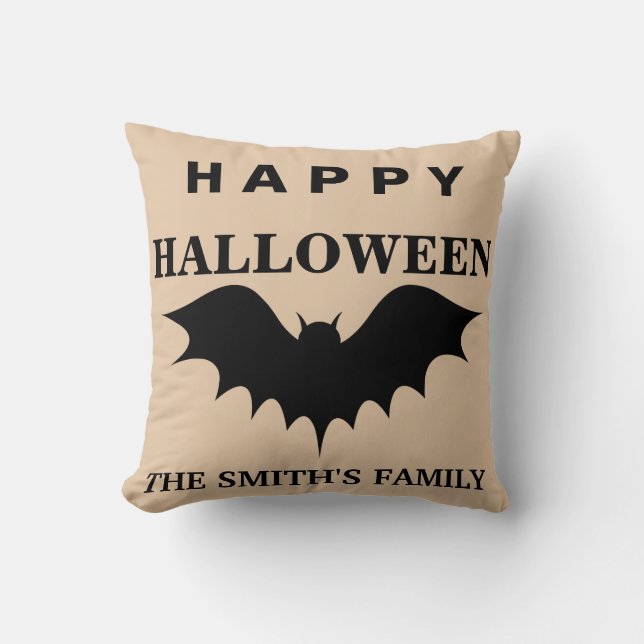 Personlig Happy halloween Fladdermus Kudde (Framsida)
