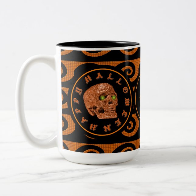 Personlig Happy halloween Glitter Skull Mugg 2 (Vänster)