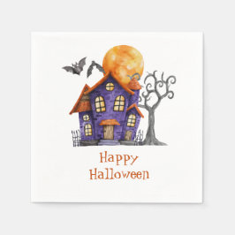 Personlig Happy halloween Haunted House Pappersservett
