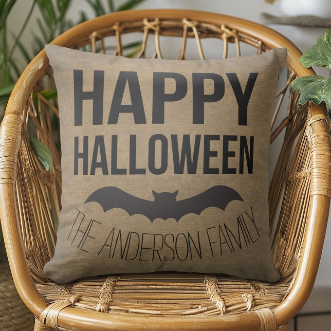 Personlig Happy halloween Rustic Fladdermus Kudde (Skapare uppladdad)