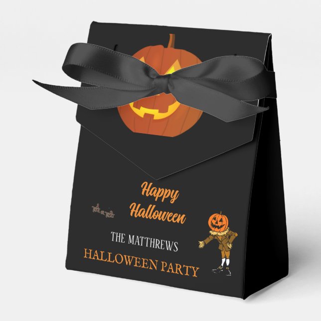 Personlig Happy halloween Treats Pumpkin Party Presentaskar (Framsidan Sidan)