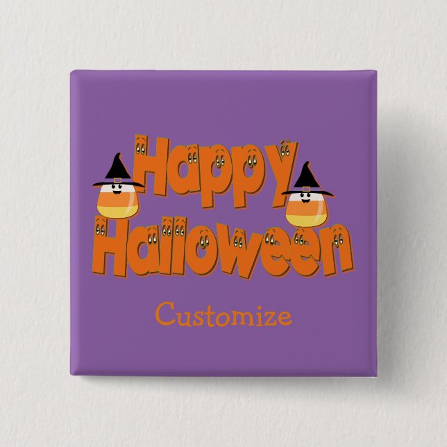 Personlig Happy halloween Whimsical Text-knapp Knapp (Framsida)