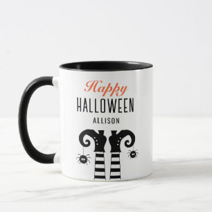Personlig Happy halloween Witch Feet Mugg