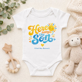 Personlig här kommer sonen baby bodysuit t shirt
