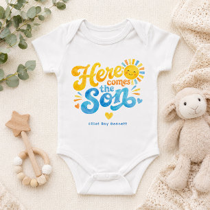 Personlig här kommer sonen baby bodysuit t shirt