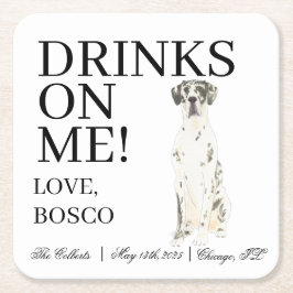 Personlig Harlequin Great dane Bröllop Underlägg Papper Kvadrat