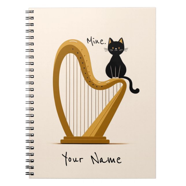 Personlig Harp and Cat - bärbar dator Anteckningsbok (Framsidan)