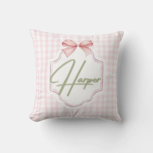 Personlig Harper Flicka Nursery Bow&Gingham Kudde