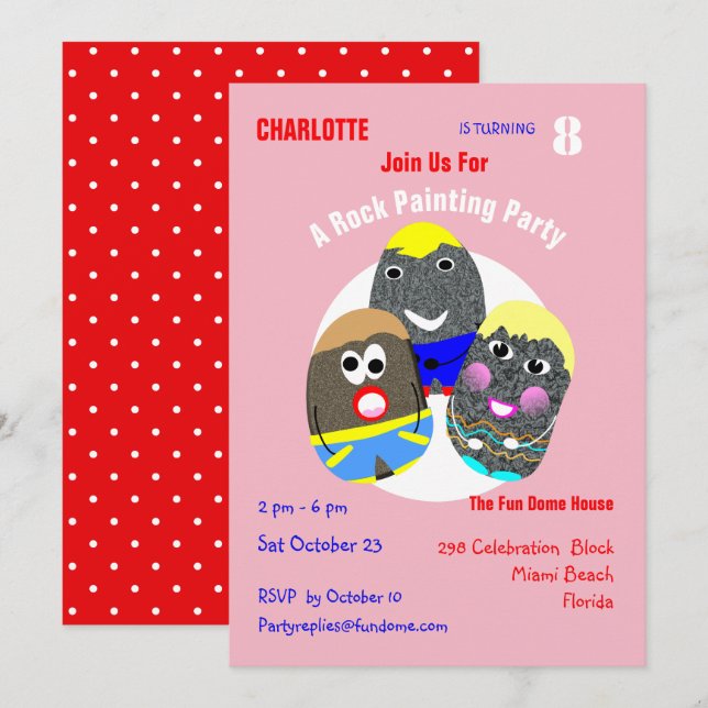 Personlig Hashtag för stenmålninggemenskap Inbjudningar (Fram/baksida)