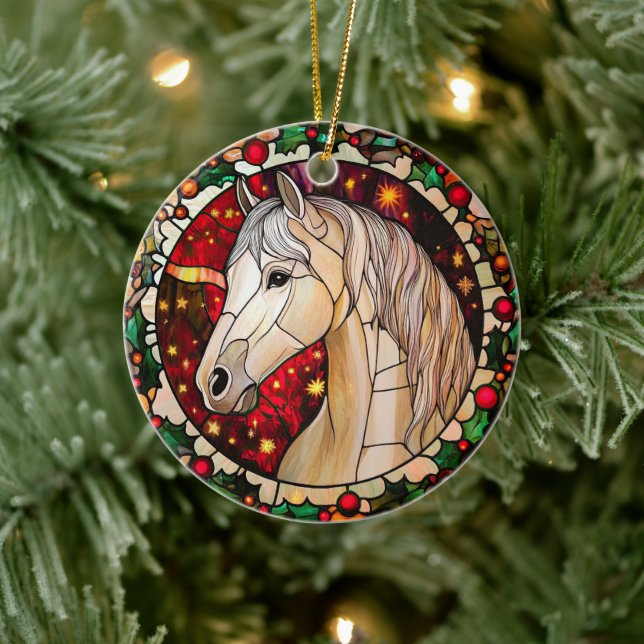 Personlig häst Falskt glasmosaik jul Julgransprydnad Keramik (Träd)