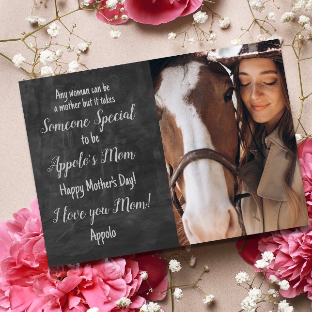 Personlig Hästmamma Foto Morsdagskort Julkort (Mother's Day Horse Mom Card, it takes someone special to be your mom)