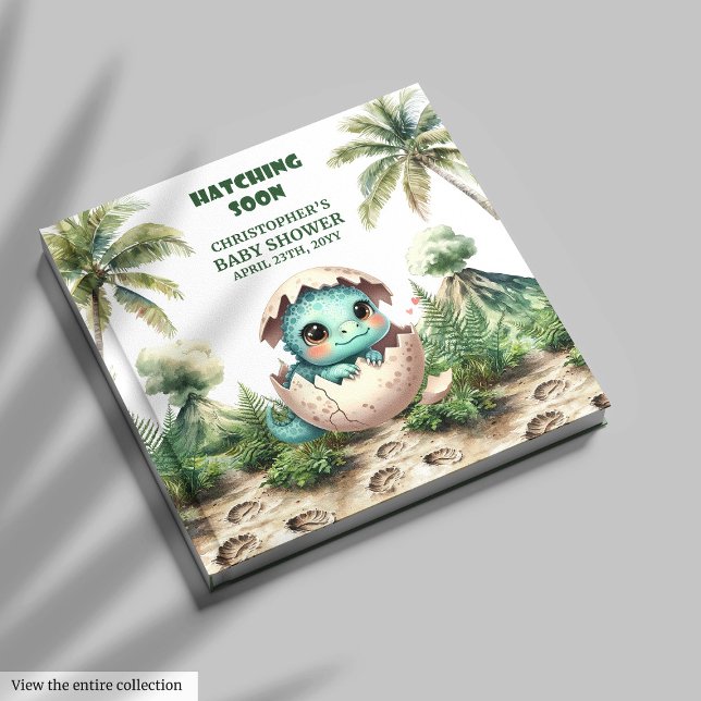 Personlig Hatching Soon Dino Guest Bok Boy (Personalized Hatching Soon Dino Guest Book Boy)