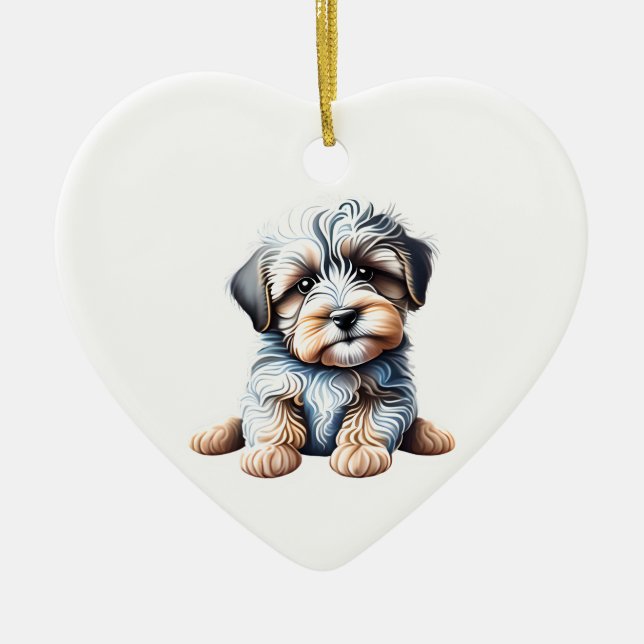 Personlig Havanese Puppy Julgransprydnad Keramik (Framsidan)