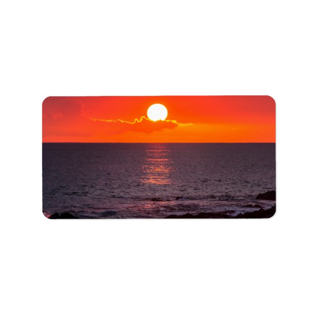 Personlig Hawaii Beach Ocean Tropical Sunset Adressetikett (Framsidan)