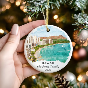 Personlig Hawaii Ornament, Honolulu Gift Julgransprydnad Keramik
