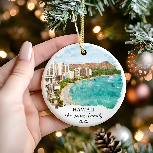 Personlig Hawaii Ornament, Honolulu Gift Julgransprydnad Keramik (Skapare uppladdad)